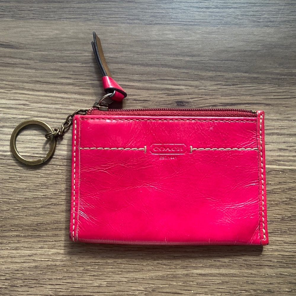 Coach Pink Patent Leather Card Case